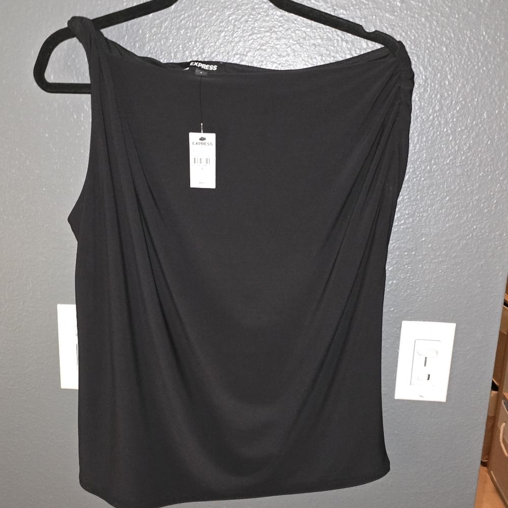 Express Sleeveless Asymetrical Twist Shoulder Top